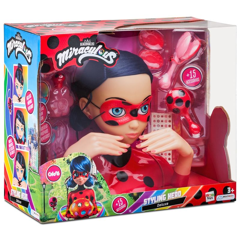 Busto Miraculous Ladybug Head Styling Deluxe Com Acessórios