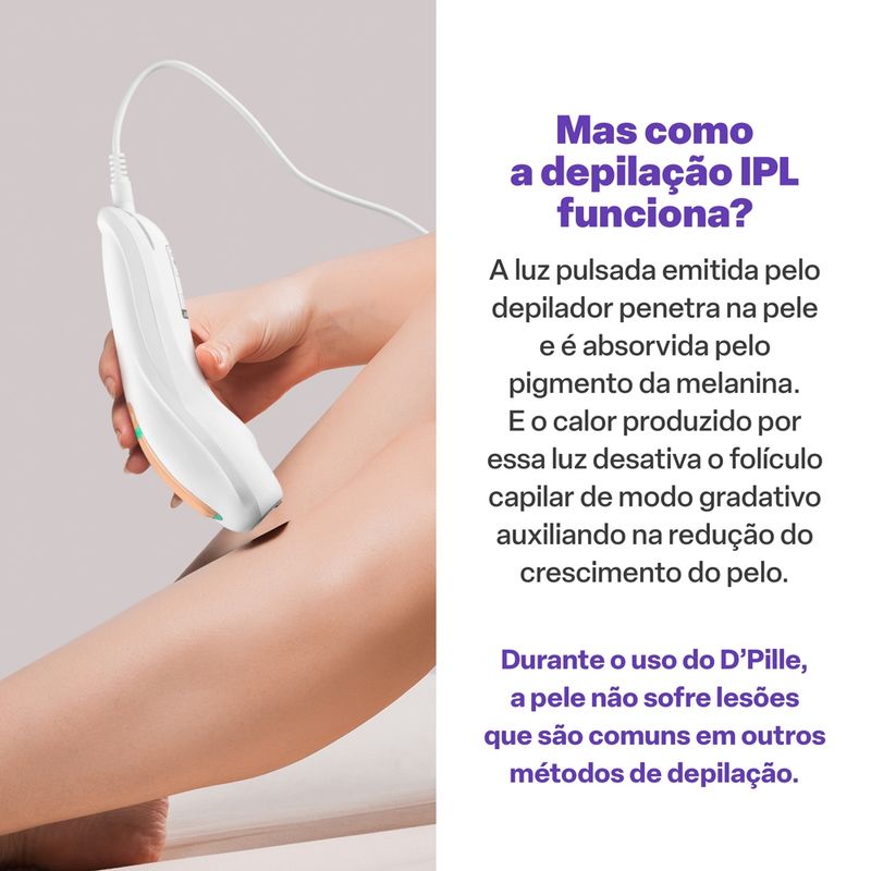 Depilador IPL Luz Pulsada D Pille e Escova Secadora Lilas 1350w Bivolt Multi