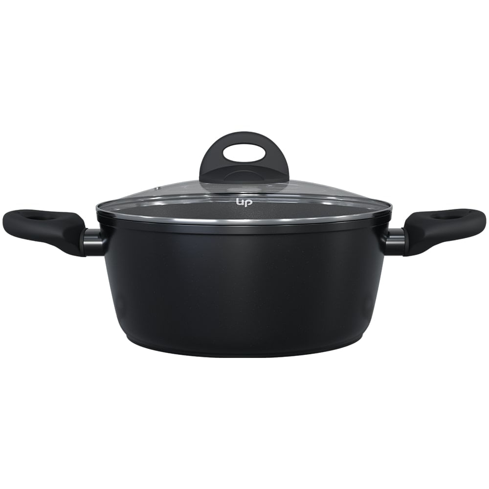Caçarola Ouro Preto 20cm alumínio 4 Camadas, Revestimento Antiaderente Goldflon e Alças Soft Touch UpHome by Jomafe - UD280OUT [Reembalado]