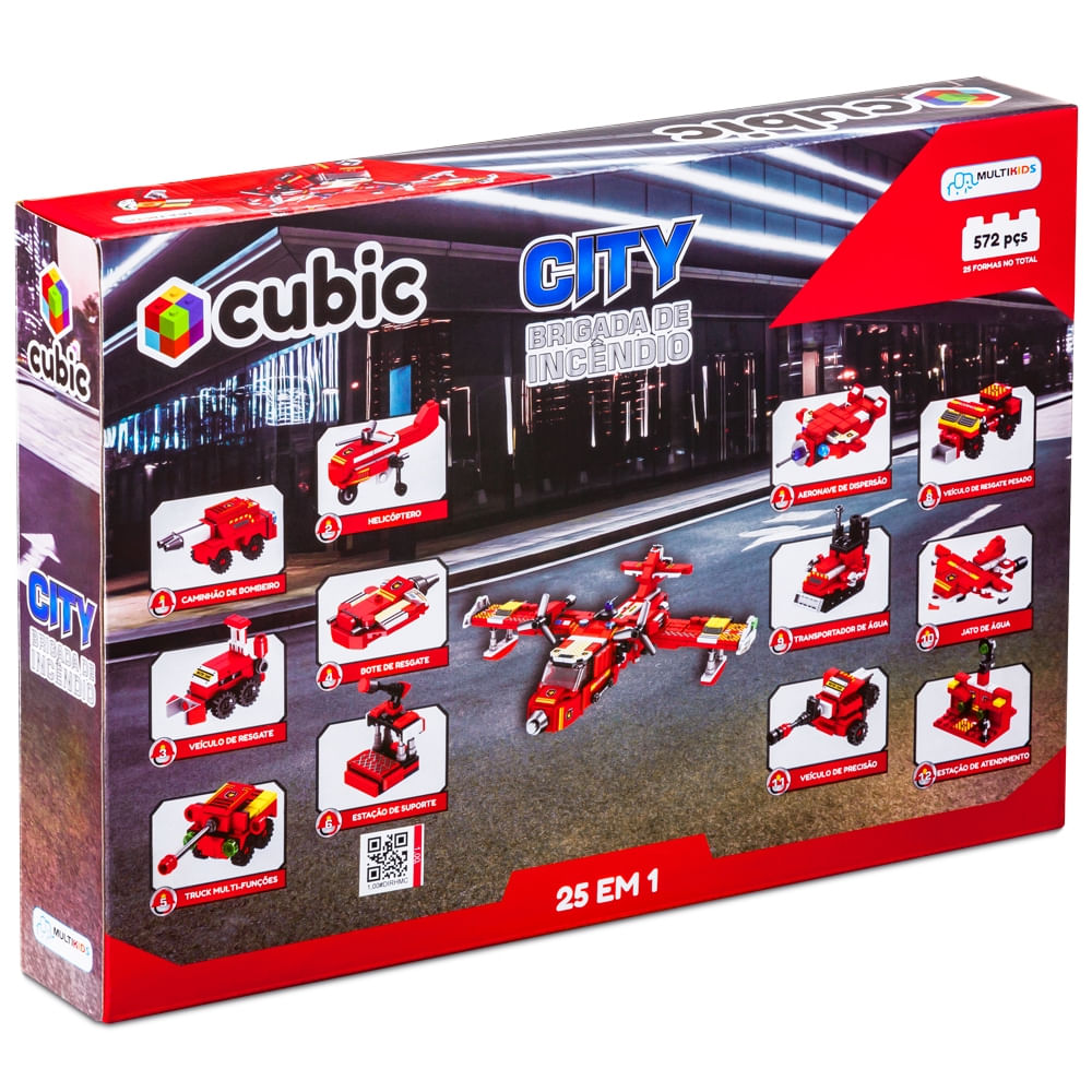 Blocos Cubic 25 em 1 Brigada de Incêndio 572 Pcs - BR1614 - Multi