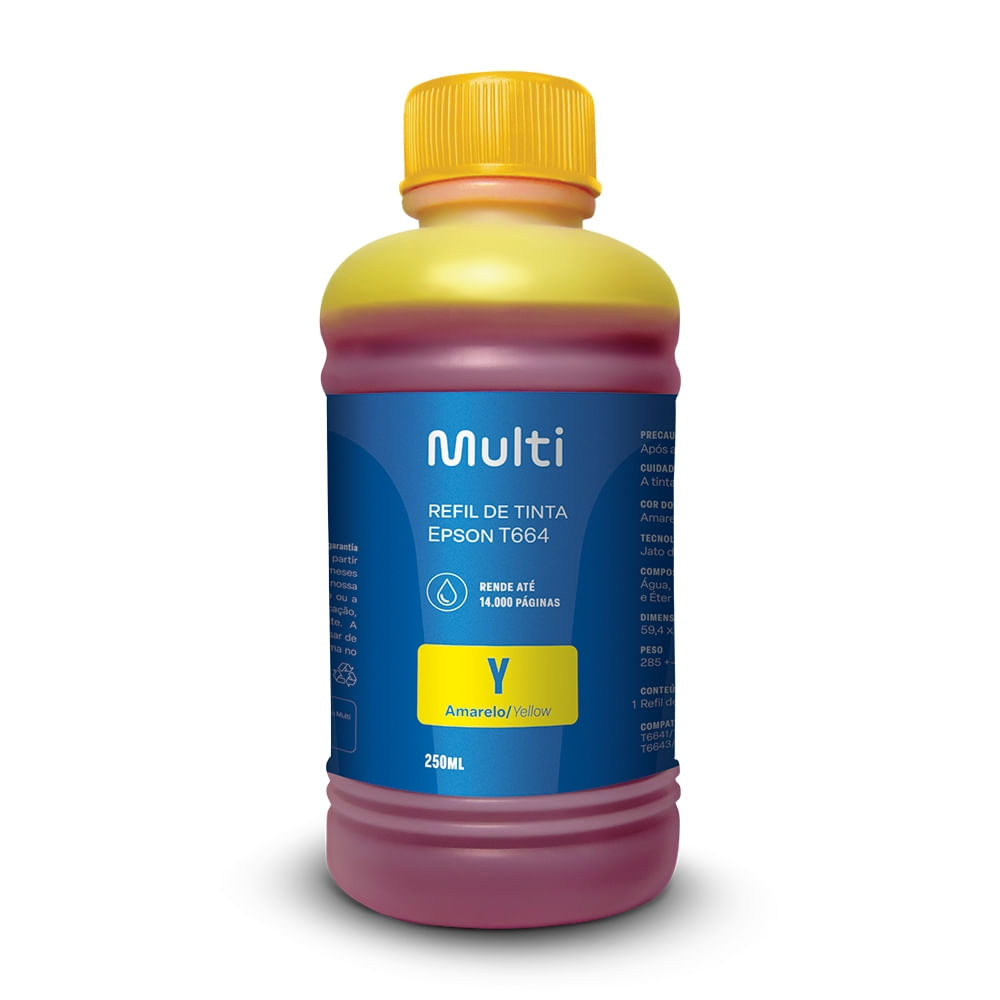 Refil De Tinta Para Impressoras Epson 250Ml Amarelo Multilaser - RF016