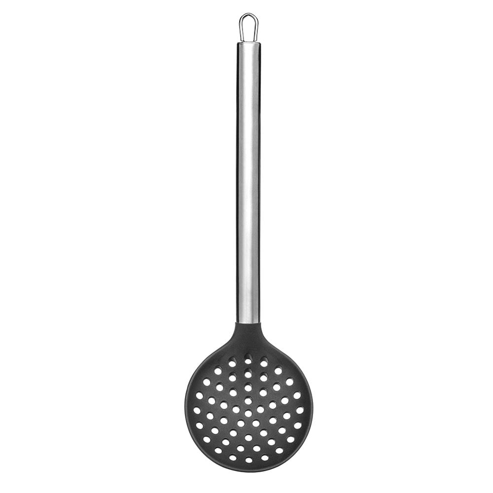 Escumadeira de Silicone Cabo Inox Preta UP Home - UD065