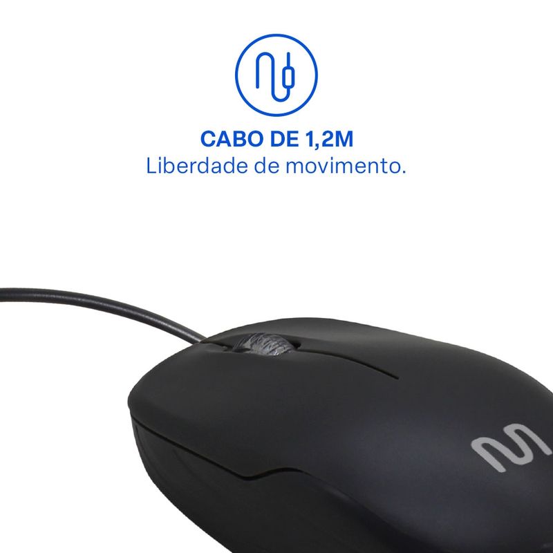 Mouse Com Fio Mid USB Preto Fosco Multi (Multilaser) MO255 - Multi