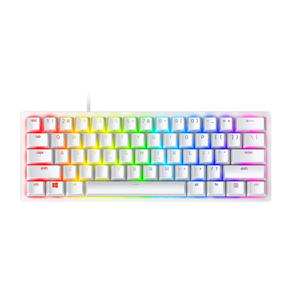 Teclado Razer Huntsman Mini 60% Chroma Switch Purple Mercury Layout US Branco - RZ0303390300R3MOUT [Remanufaturado]