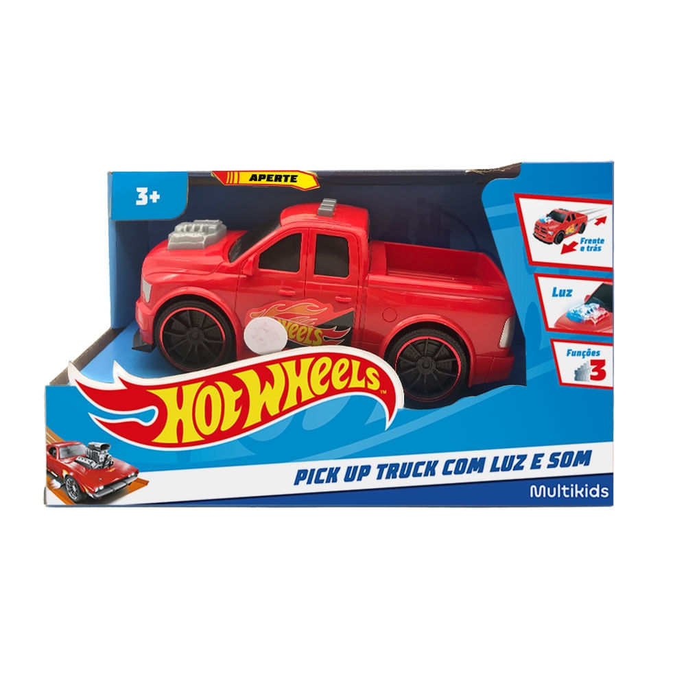 Hot Wheels Carro Pick Up Truck Vermelho Com Luz e Som Multikids - BR1820OUT [Remanufaturado]