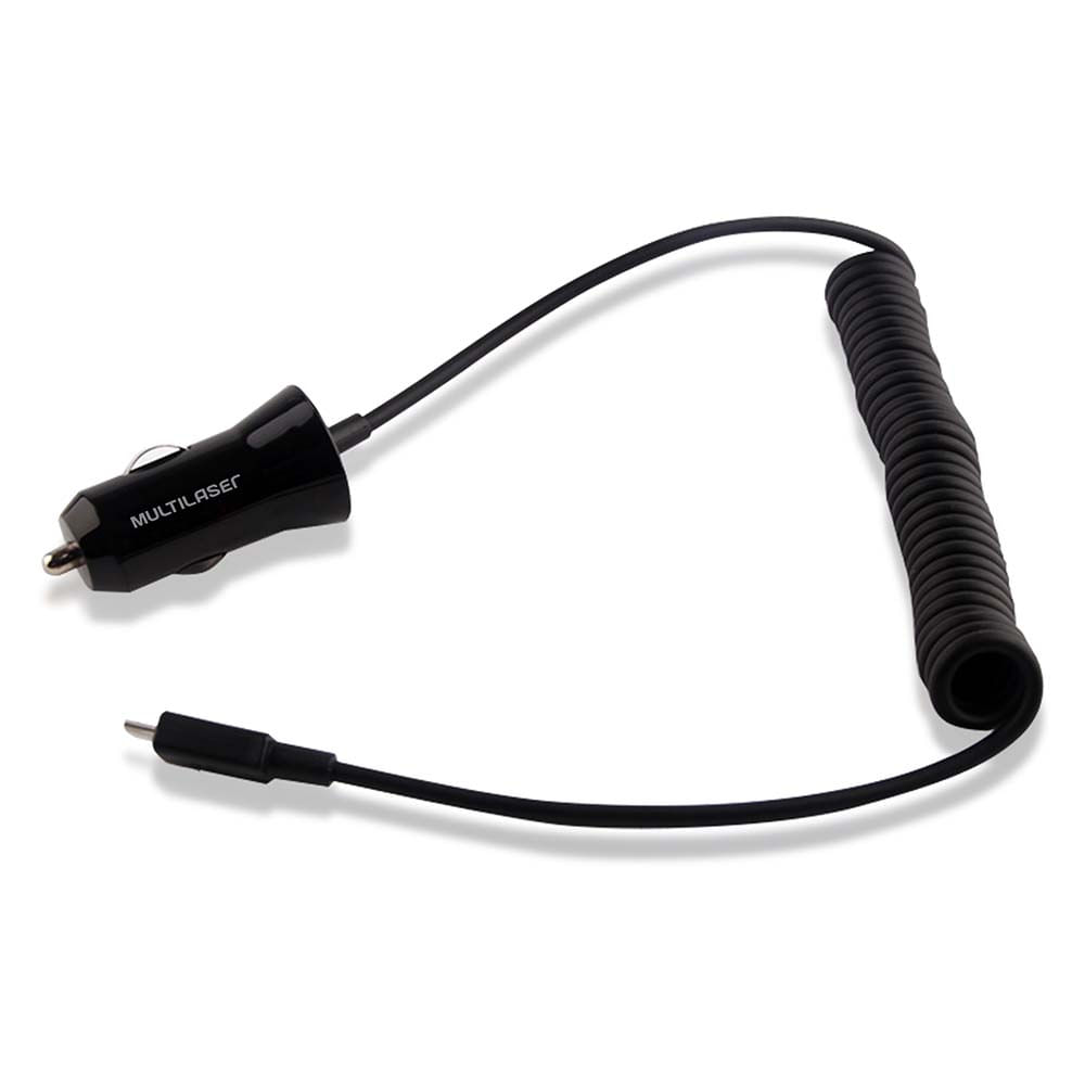 Carregador Automotivo 2 Entradas Usb 2.1A Com Cabo Micro Usb Espiral Multilaser CB083OUT [Remanufaturado]