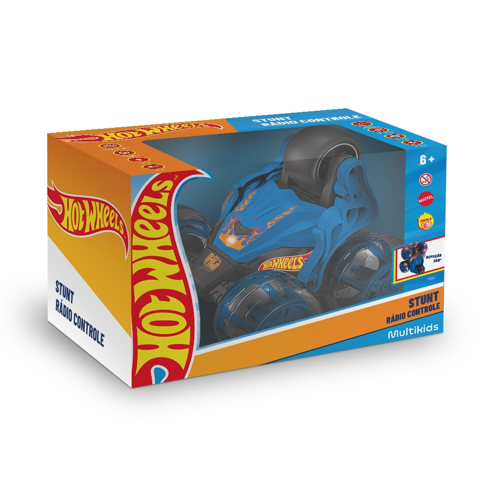 Rc Hot Wheels - Stunt - 4 Canais - Azul - Luz e Som - BR2476 - Multi