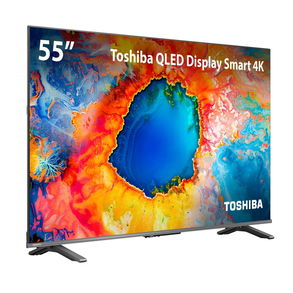 Smart TV QLED 55" 4K Toshiba 55C450NS Google TV 3 HDMI 2 USB Wi-Fi - TB035MOUT [Remanufaturado]