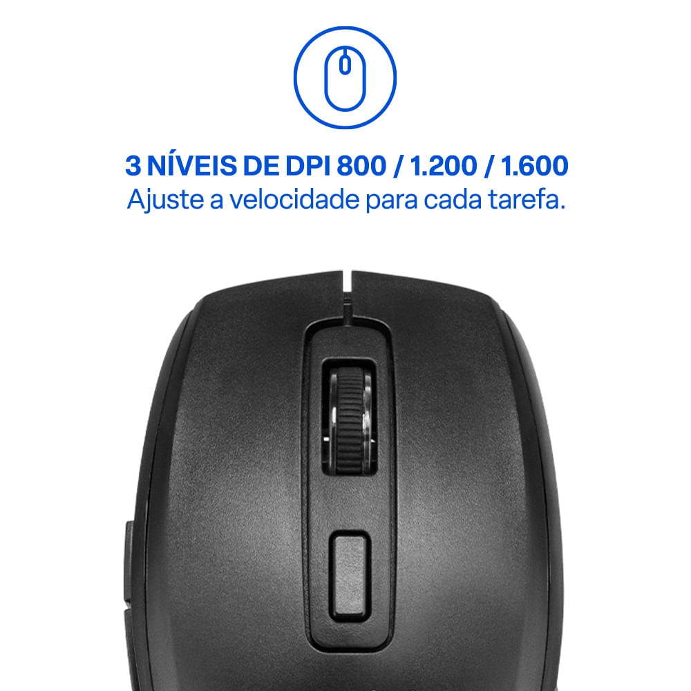 Mouse Sem Fio MS750 Recarregável Preto Multi - MO403 - Multi