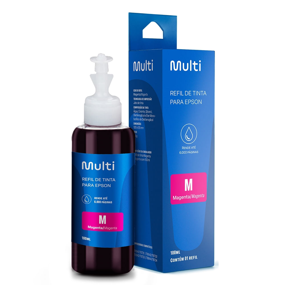Refil de Tinta Magenta 100ml -  Compativel Para Impressoras Epson - RF007OUT [Reembalado]