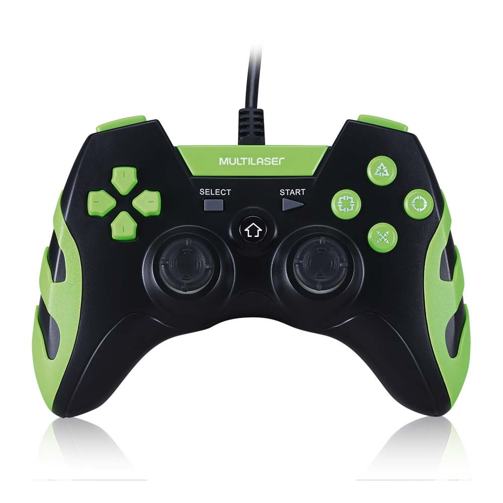 Controle Gamer PS3/PC Preto/Verde Multilaser - JS091 - Multi