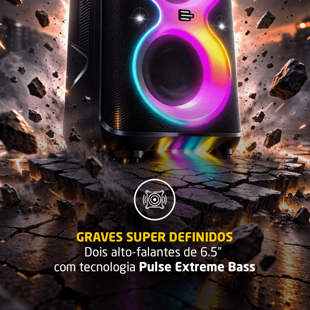 Caixa de Som Torre PULSEBOX 3 1300W Bluetooth Pulse - SP519 - Multi