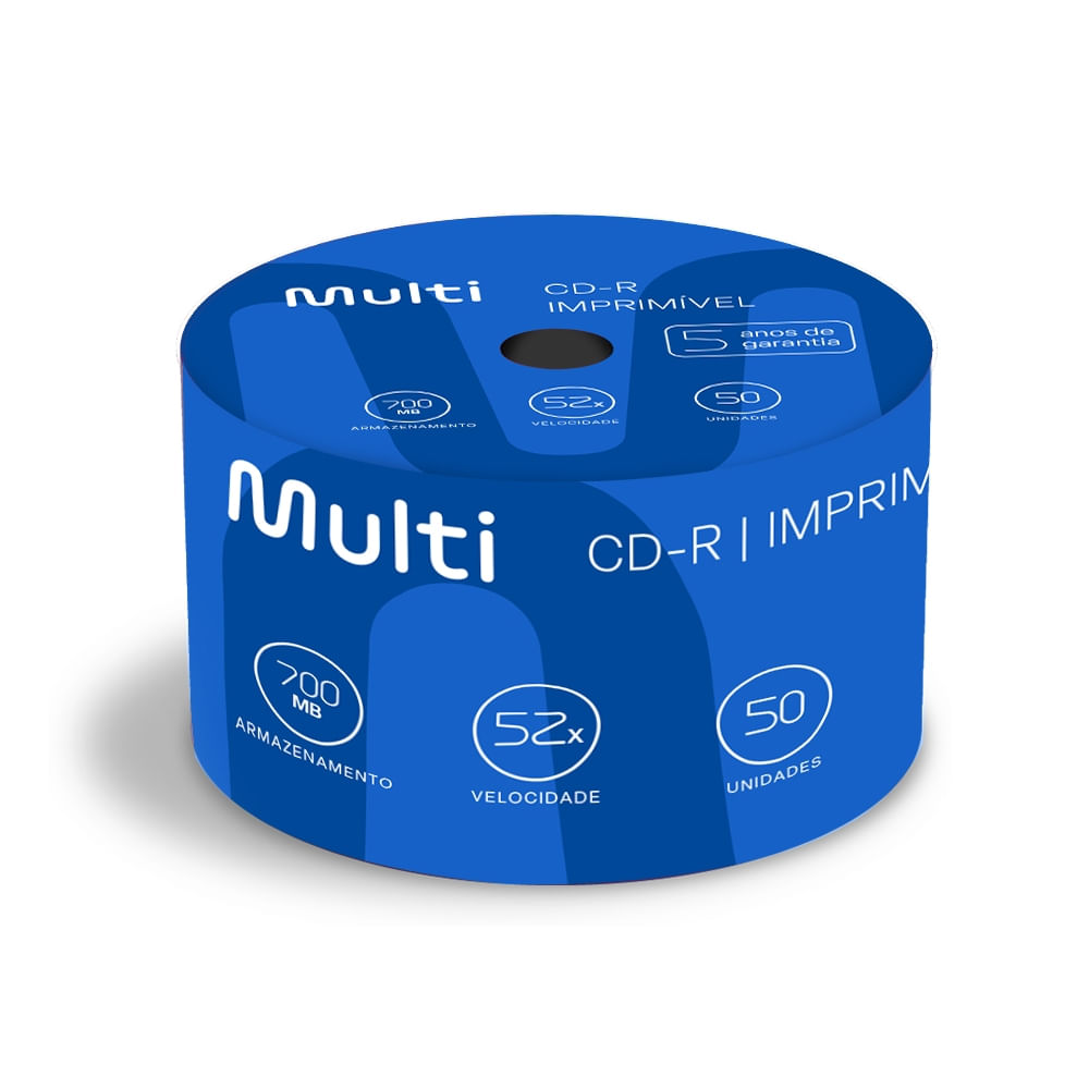 Mídia Cd-R Vel. 52X - 50 Un. Shrink Imprimível Branco - Multi