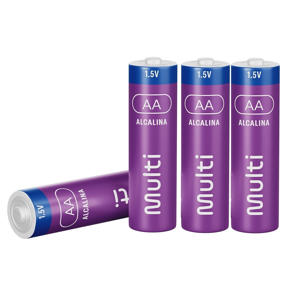 Pilha Alcalina AA Com 4 Unidades Multi - PA001